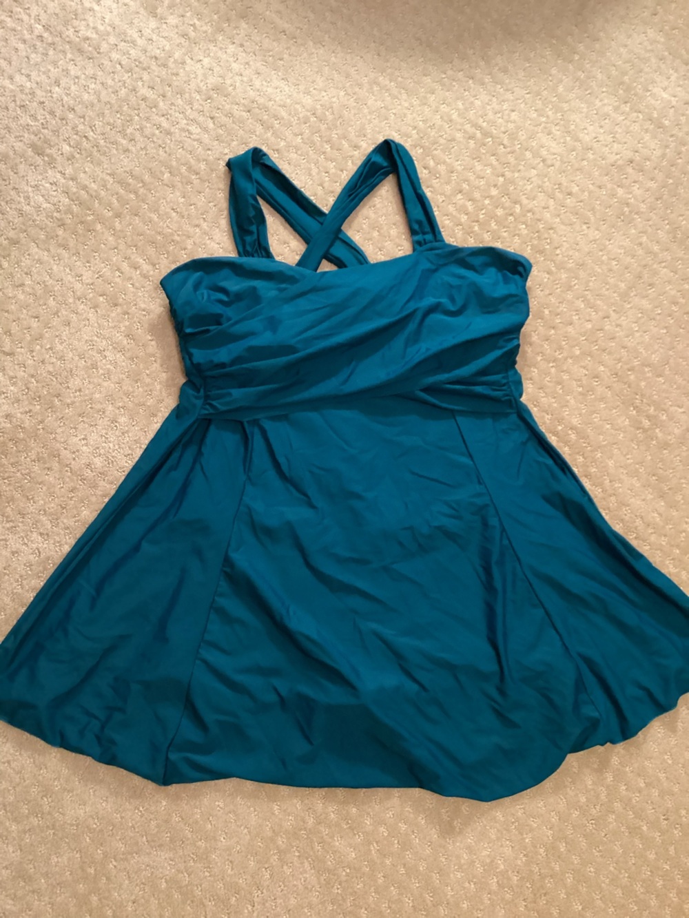 Teal Crossback One-Piece Swimdress